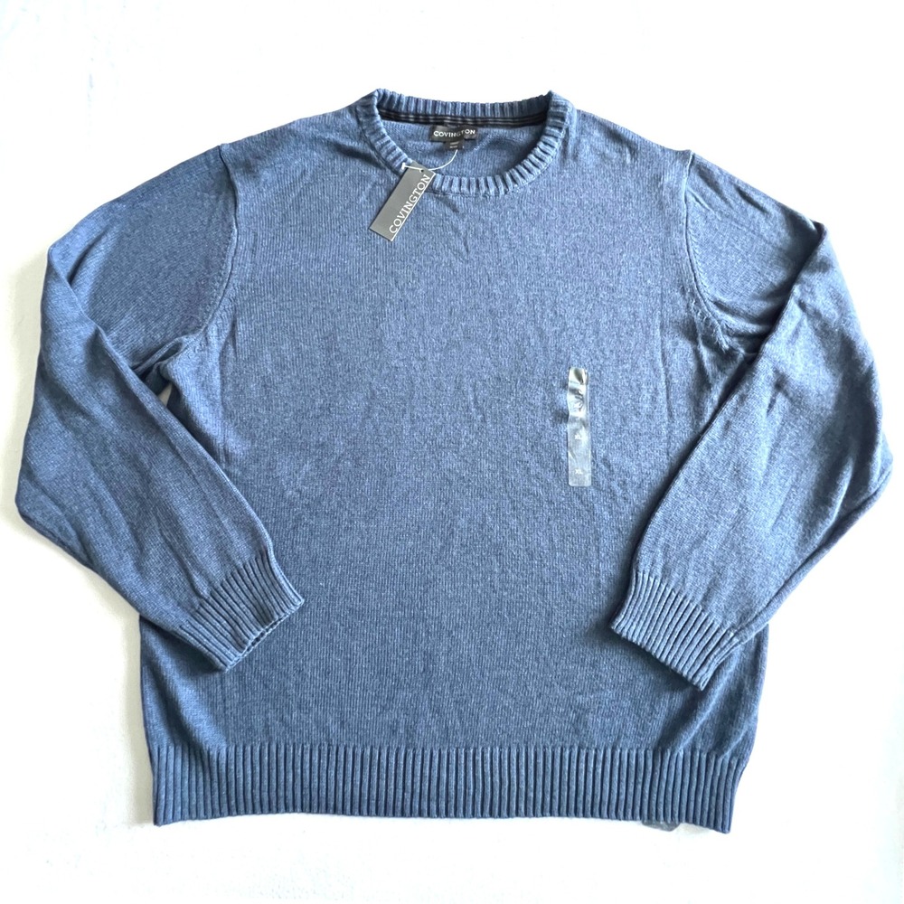 Covington XL Blue Solid Long Sleeve Sweater Masculine Stylish Casual Golf Sporty